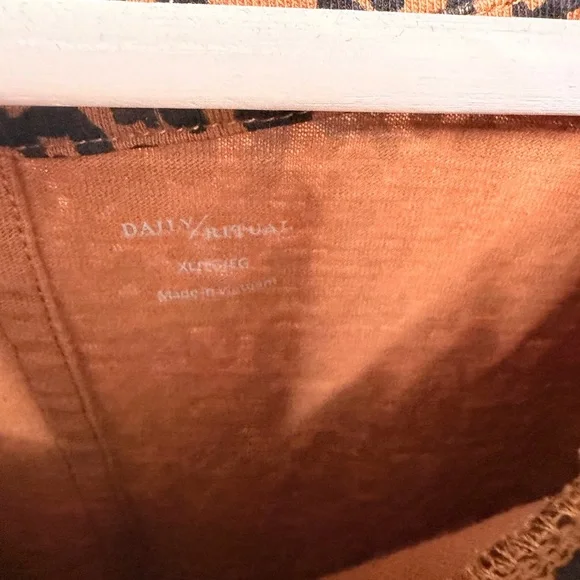 Daily Ritual Rust and Black Leopard Print Mini T-Shirt Dress Women’s XL - Picture 3 of 3